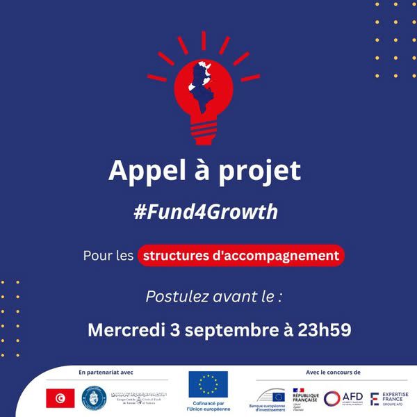 Appel à projets – Financement de projets d’accompagnement des TPE dans les régions hors Grand Tunis (FUND4GROWTH)